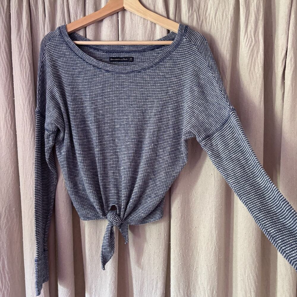 Abercrombie & Fitch‎ Striped Tie Front Crop Long Sleeve Top XS